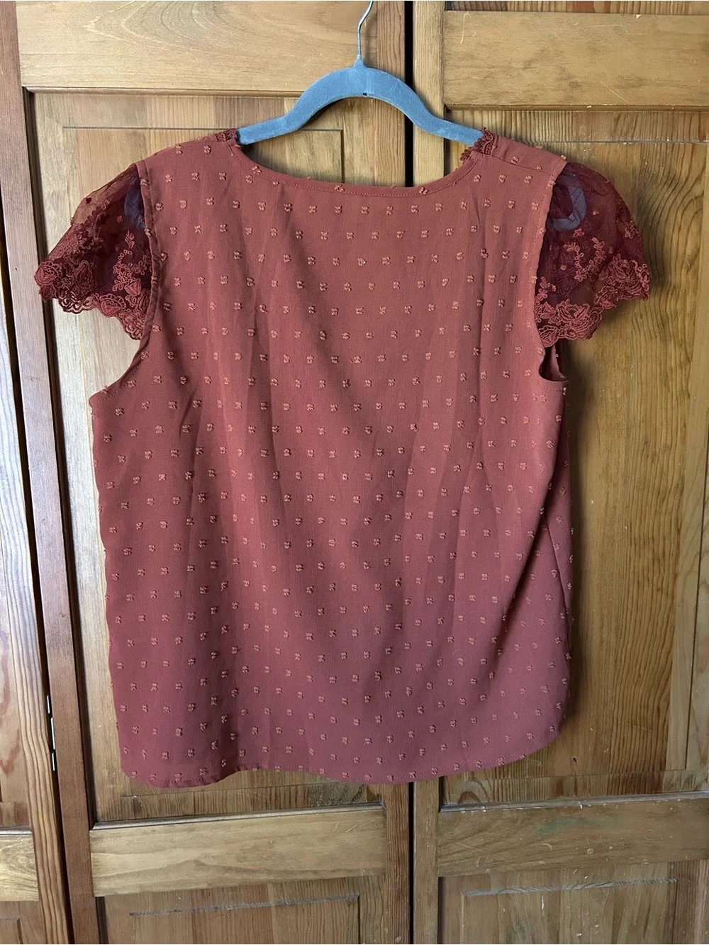 Lace Sleeve V-Neck Blouse